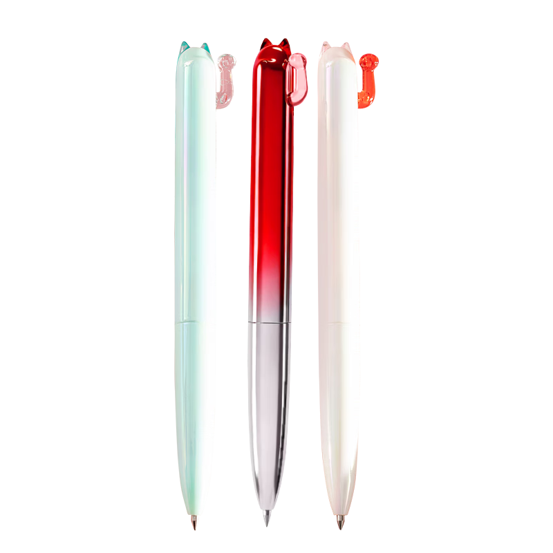 晨光（M&G） i-write系列按动中性笔0.5mm考试用刷题笔ST笔头顺滑速干学生签字水性走珠笔 【开芯喵3支】招财猫黑色双珠子弹头ST