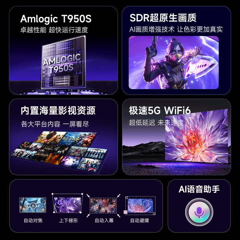 金正（NINTAUS）2025新款超高清智能投影仪家用便携式高亮家庭影院办公手机投屏投影机 全自动智能云台款+手机投屏+超清高亮