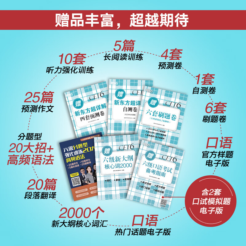 新东方2026年6月大学英语六级词汇词根+联想记忆法 乱序版 新东方绿宝书 大学英语六级考试超详解英语六级真题试卷详解六级考试通关 【现货】六级真题超详解+模拟（含25年12月真题）