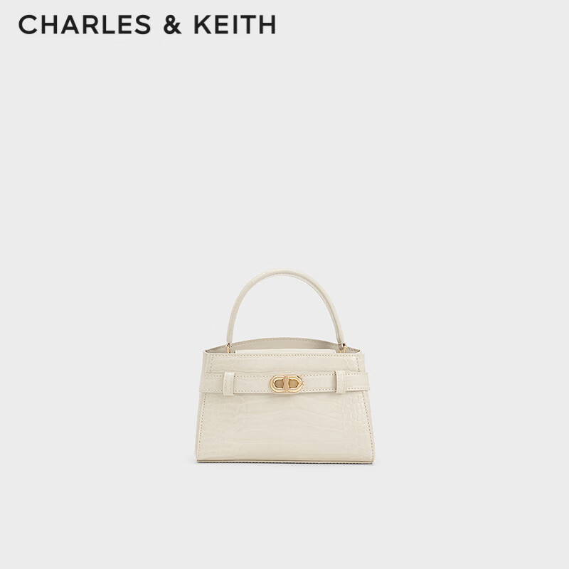 CHARLES&KEITH鳄鱼纹凯莉包手提斜挎婚包包女包生日女神节礼物CK2-50270880-1 Ivory象牙色 S