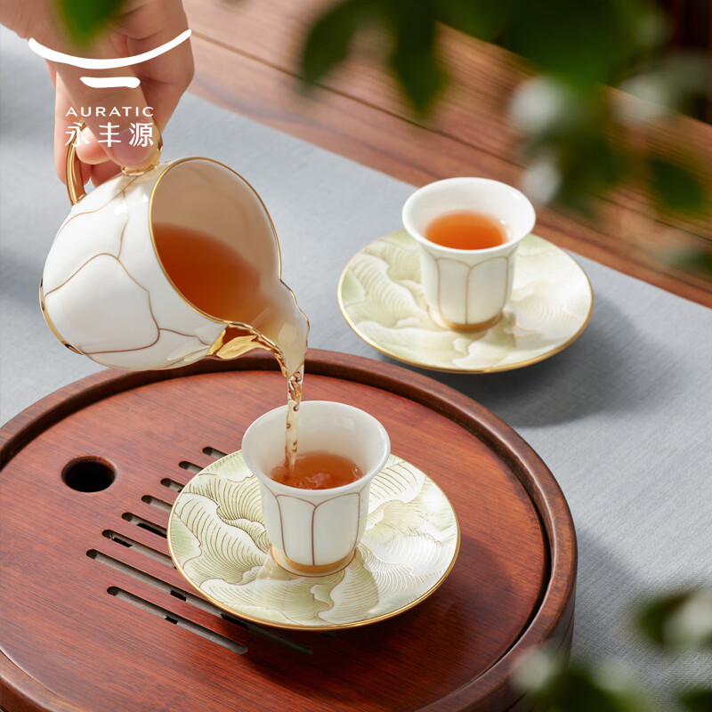 永丰源（auratic）夫人瓷盛世玉兰 7头/21头陶瓷茶具套装玉兰简约家用 礼盒装 盛世玉兰21头茶具【6人位】