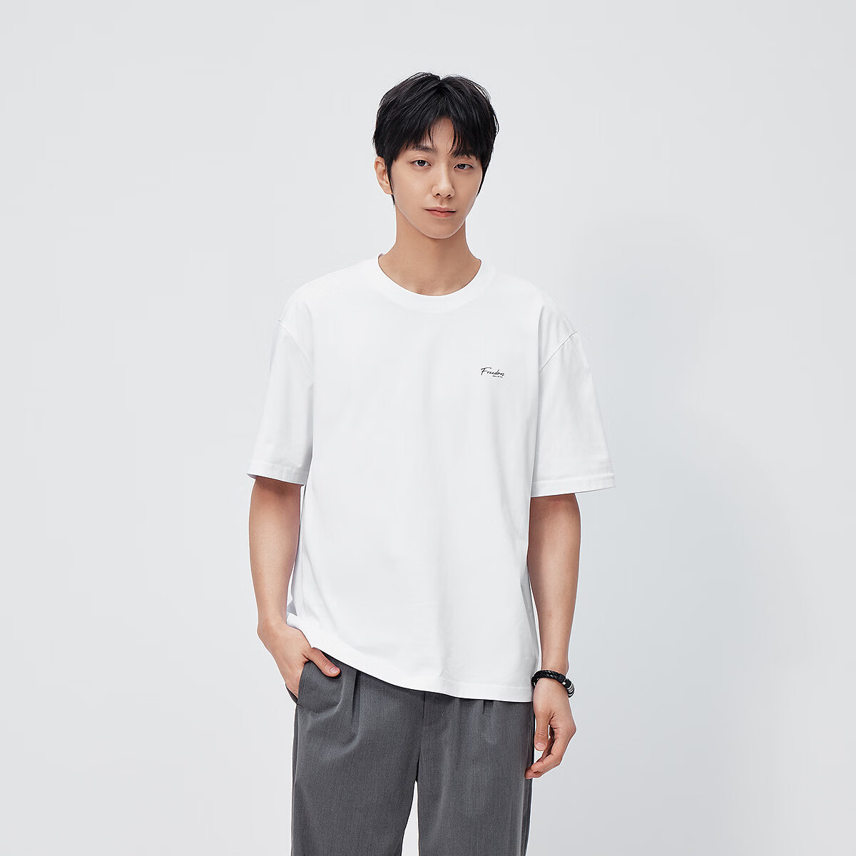 森马（Semir）【京东专供】短袖T恤男26夏季速干针织衫字母印花上衣凉感抗菌t恤 【吸湿速干】漂白10007 XL