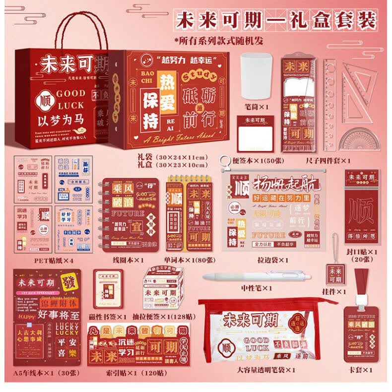 诗迦努【新品】励志文字文具套装学生文具开学季祝福文具礼品生日礼物礼盒 未来可期#励志文字礼盒套组