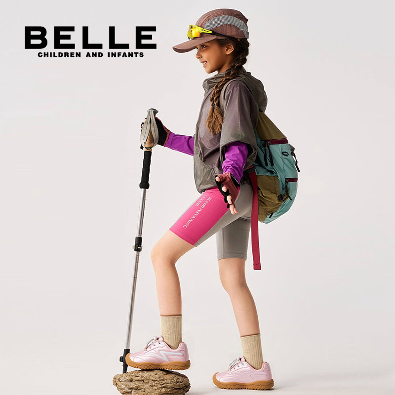 百丽童鞋女童运动鞋男大童鞋子26年春秋新款校园小白鞋女孩儿童休闲鞋 粉色 32