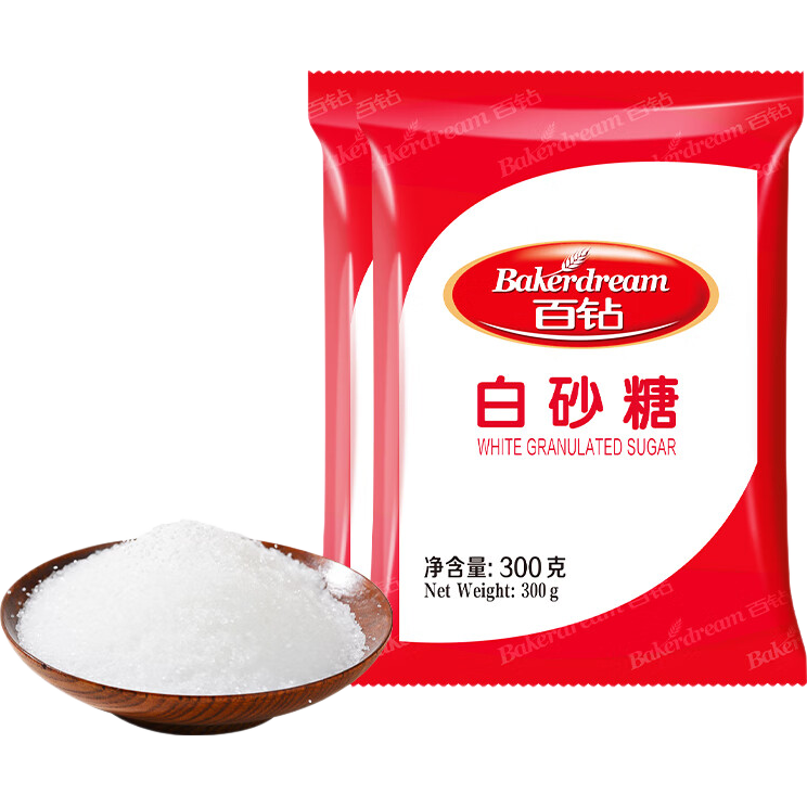 百钻白糖白砂糖家用冲饮咖啡厨房烹饪调味做蛋糕材料烘焙原料 白砂糖 300g*2袋