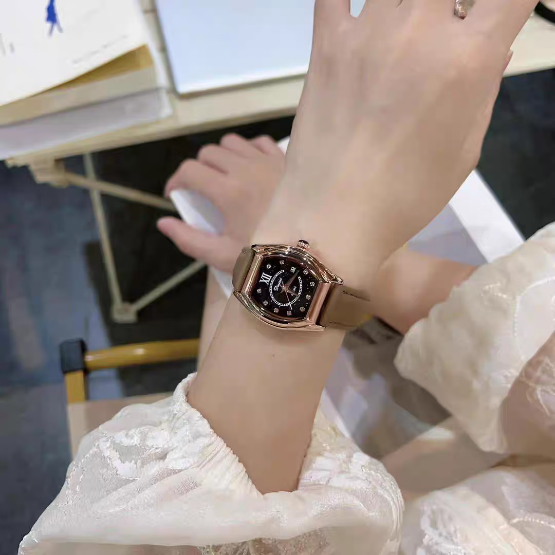 DIMINI新款酒桶型星空面CD扣轻奢经典时尚优雅女款防水机械风石英腕手表 星空绿面玫壳-绿皮(CD扣)