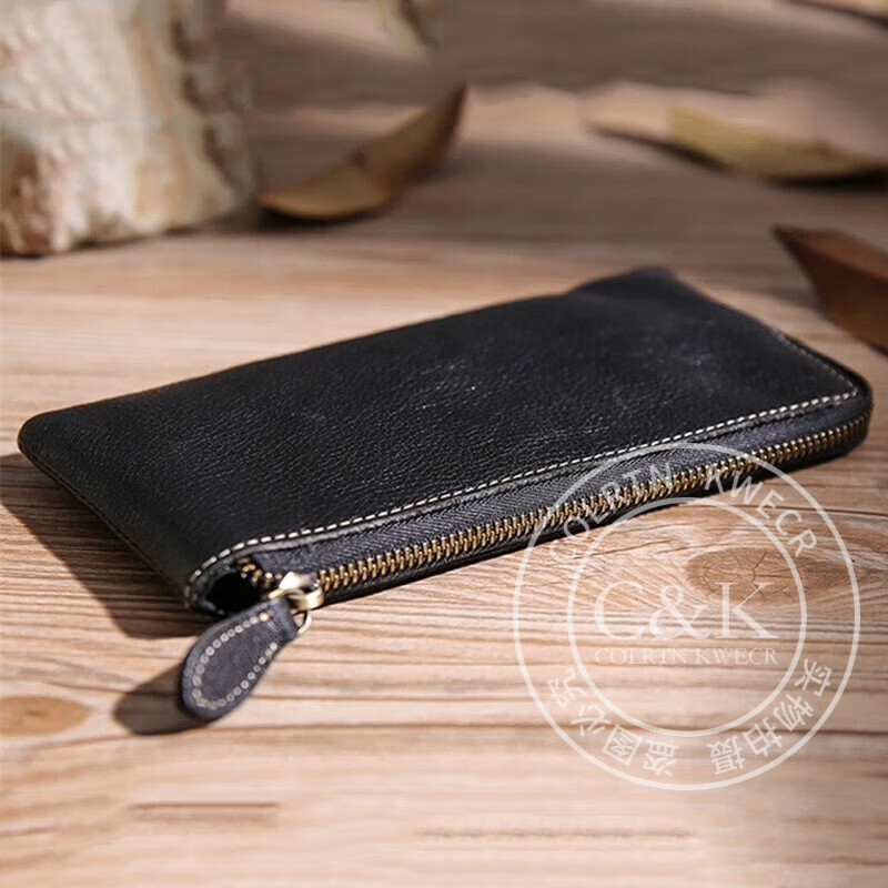 Colrtn Kwecr  男士手包真皮长皮夹钱包手机包头层牛皮时尚多功能手拿包奢侈品 黑色17.5*9.5*0.8