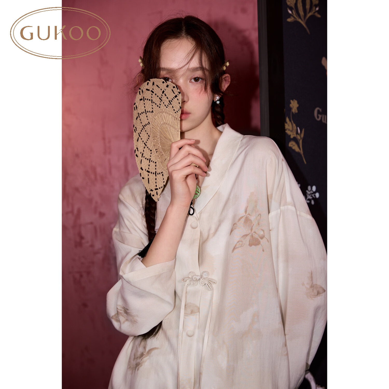 ���ǣ�Gukoo��˯��Ů���������Ʒ�ʳ�������ʽ������ӡ����Ů�Ҿӷ���װA ��ɫŮ��װ M 109.5Ԫ