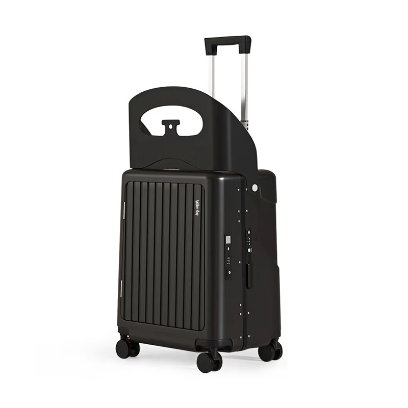 Walker Shop品牌行李箱新款多功能宝妈箱宝宝可坐遛娃行李箱旅行神器登机箱 白色-前开盖【儿童可坐+带充电口+折叠靠背】 20英寸 【可登机】