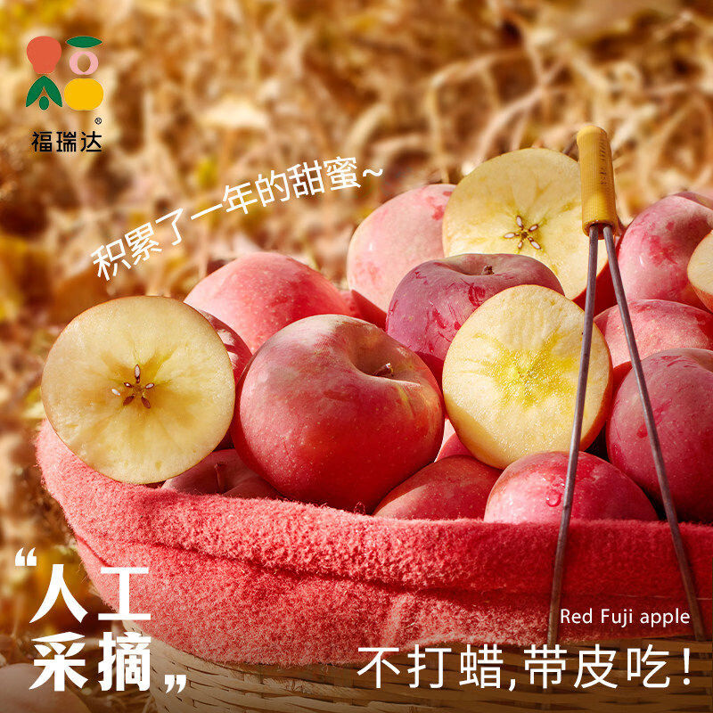 福瑞达正宗红富士苹果现摘冰糖心鲜水果应当季10斤脆甜山丑萍果整箱 3斤 70mm含75mm不含丨中果