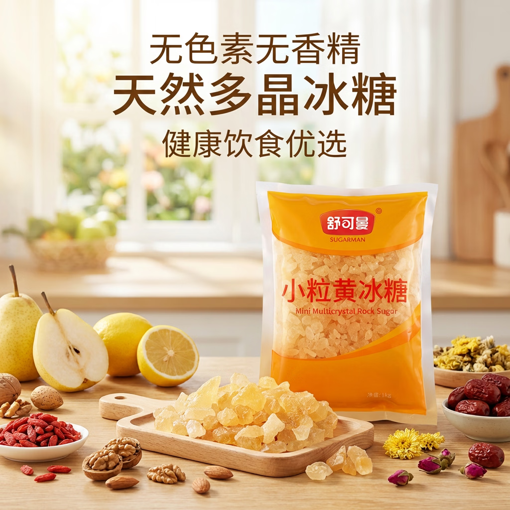 舒可曼 小粒黄冰糖1kg【小粒易溶】多晶老冰糖糖色糖水伴侣花茶甜汤调味