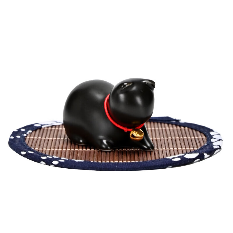 山头林村创意可爱小猫咪摆件家居办公书桌装饰品茶几茶宠摆设好奇萌猫茶玩 本色 好奇猫茶宠青色