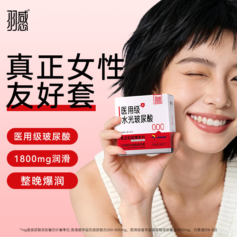 羽感 医用级水光避孕套健康小博士000超薄玻尿酸水润安全套20只装