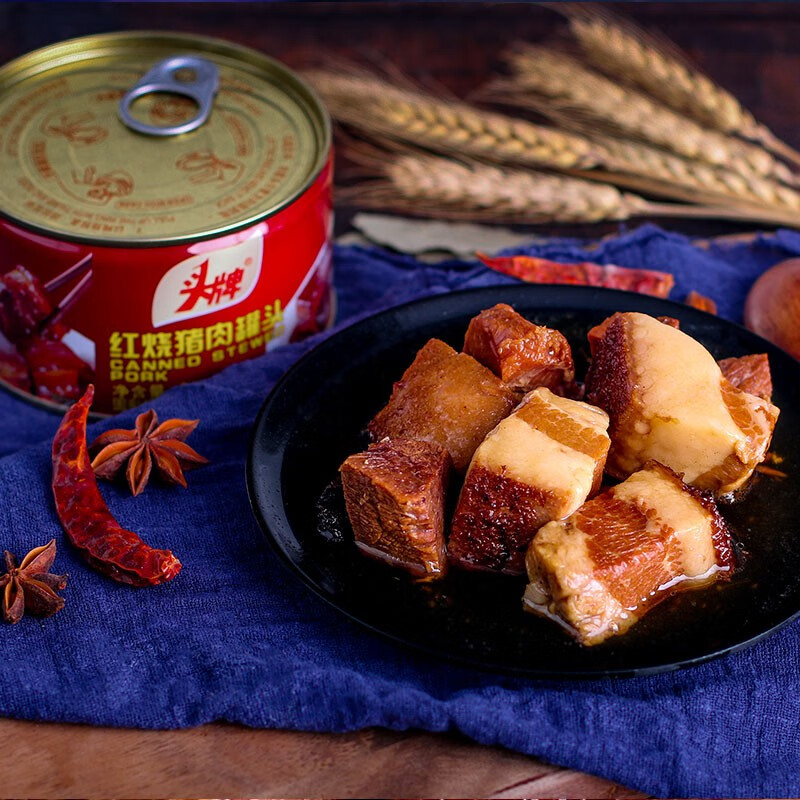 头牌 340g*3罐红烧猪肉罐头大连特产即食下饭炖煮菜制品 340红烧猪肉*