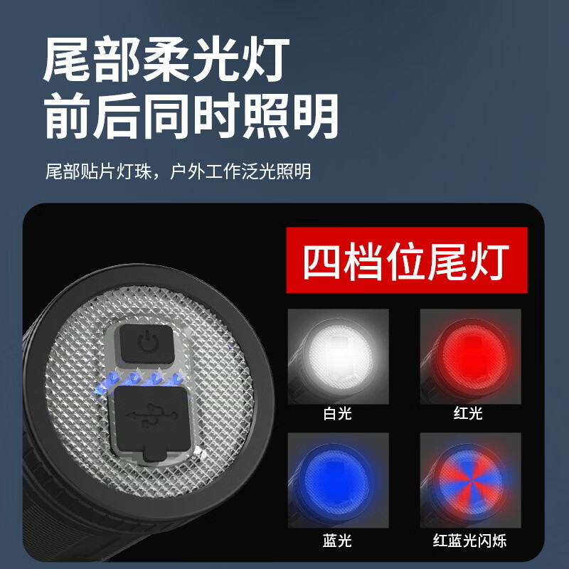 CLowicsr德国品质强光手电筒强光200000流明穿天炮超长续航野外生存大容量 爆亮镭射炮  【高配-高亮】59000K