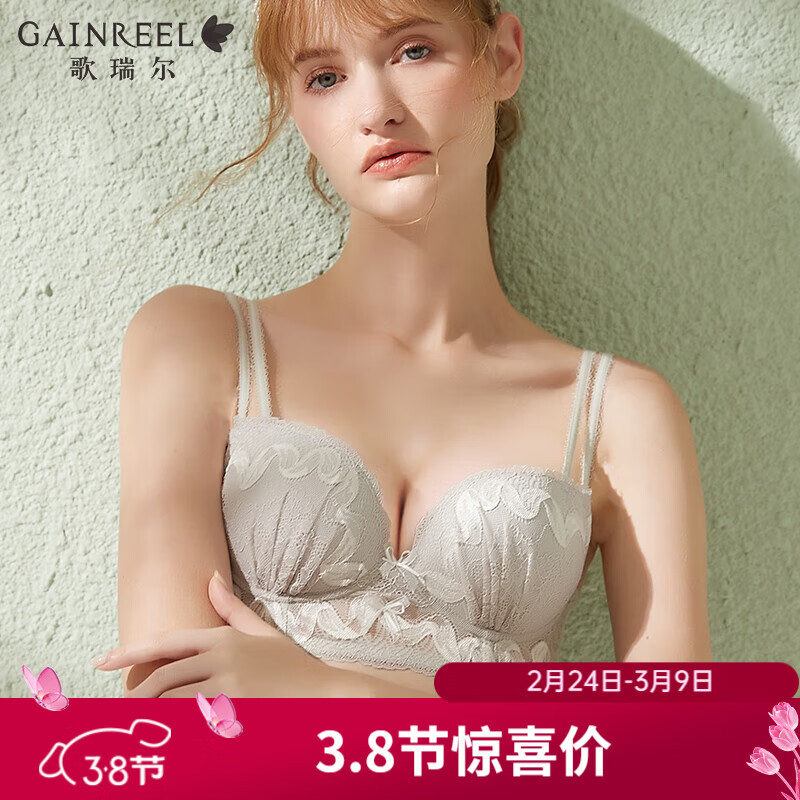 Gainreel歌瑞尔稳固性感聚拢承托有型内衣女提托防下垂收副乳文胸罩小胸上托胸罩 沉静灰 220662A文胸 75A