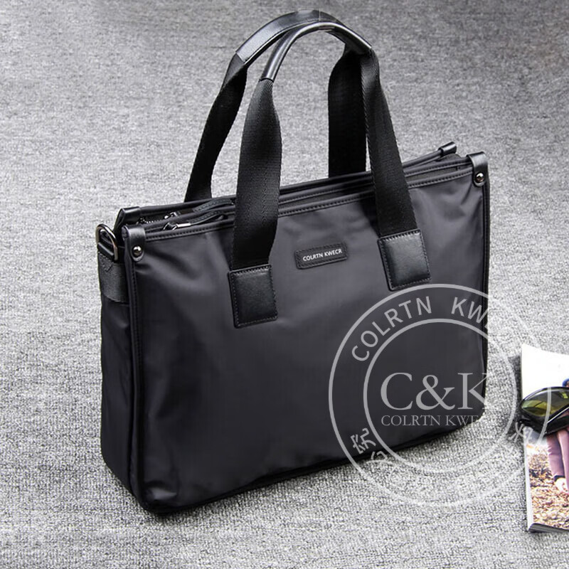 Colrtn KwecrC K公文包商务轻奢男大容量办公电脑包防水休闲单肩斜挎包 CK黑色 38*28*10(14英寸)14英寸