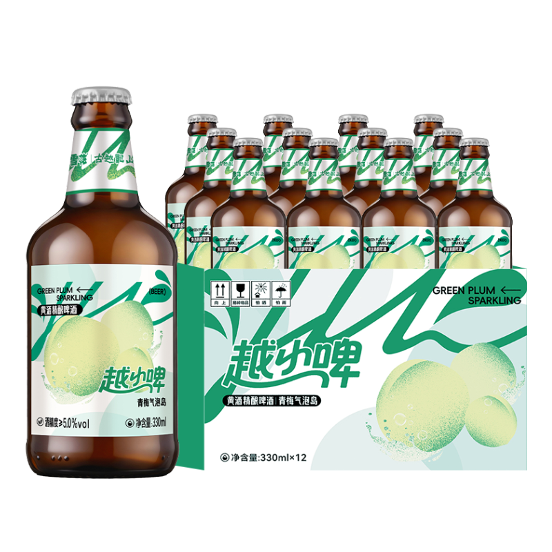 雪花啤酒越小啤黄酒精酿啤酒 越小啤青梅气泡岛 330mL 12瓶 整箱装