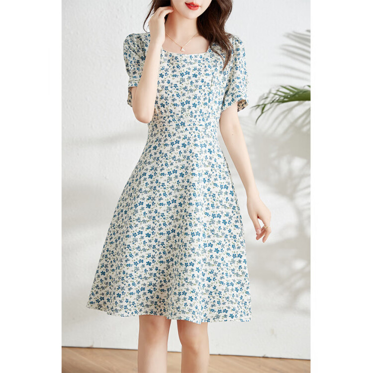 MONZO国际一线品牌小清新碎花连衣裙女夏2026新款小个子收腰显瘦气质方 碎花 M