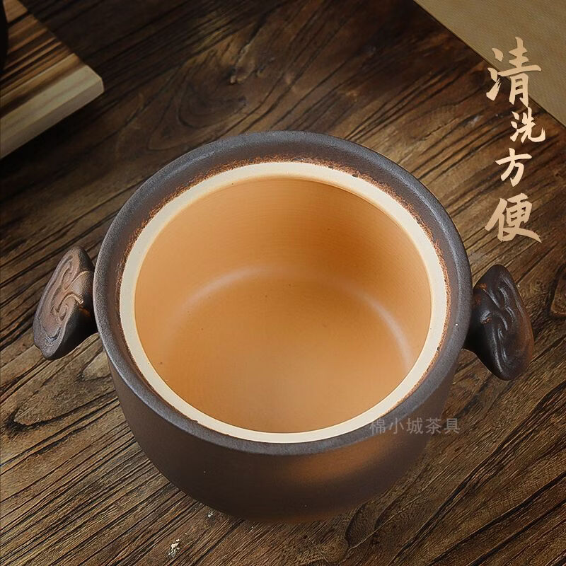 棉小城手工柴烧炉老式陶土砂锅无釉炭火围炉打边炉燃气灶煲汤煮粥锅大号 【元宝烧烤炉】配烤网+木垫+柴烧高款砂锅