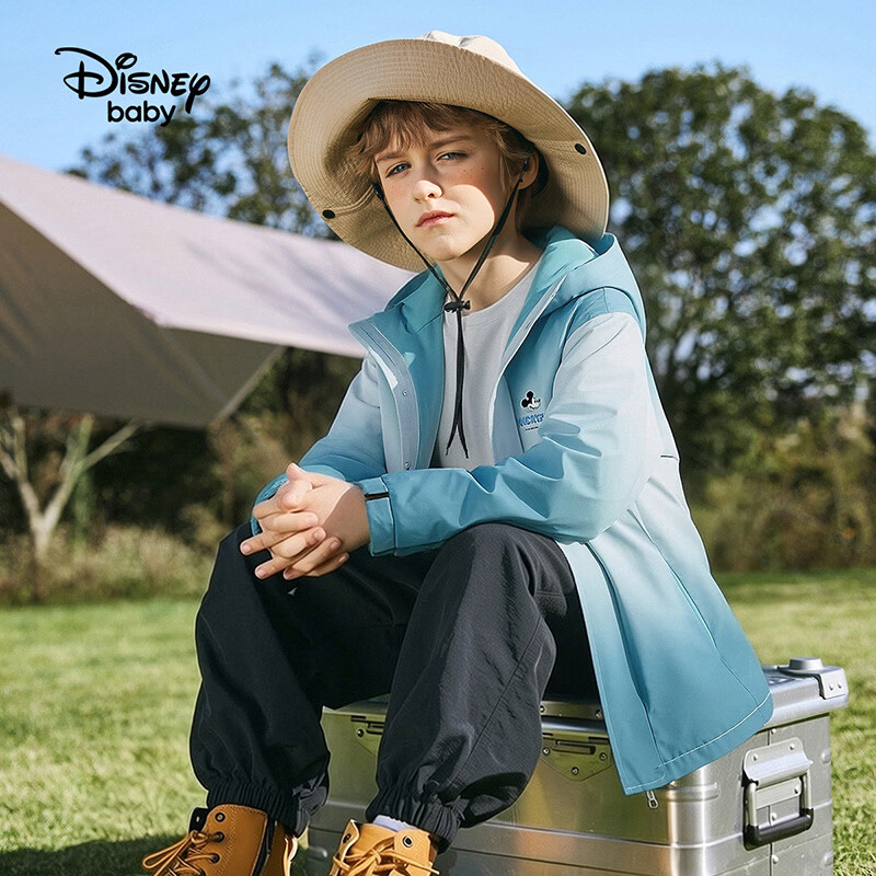 迪士尼（Disney）童装春秋款男女童外套2026秋季新款儿童渐变户外外套衣中大童dsn 绿色渐变 140 高135-145cm重60-70斤
