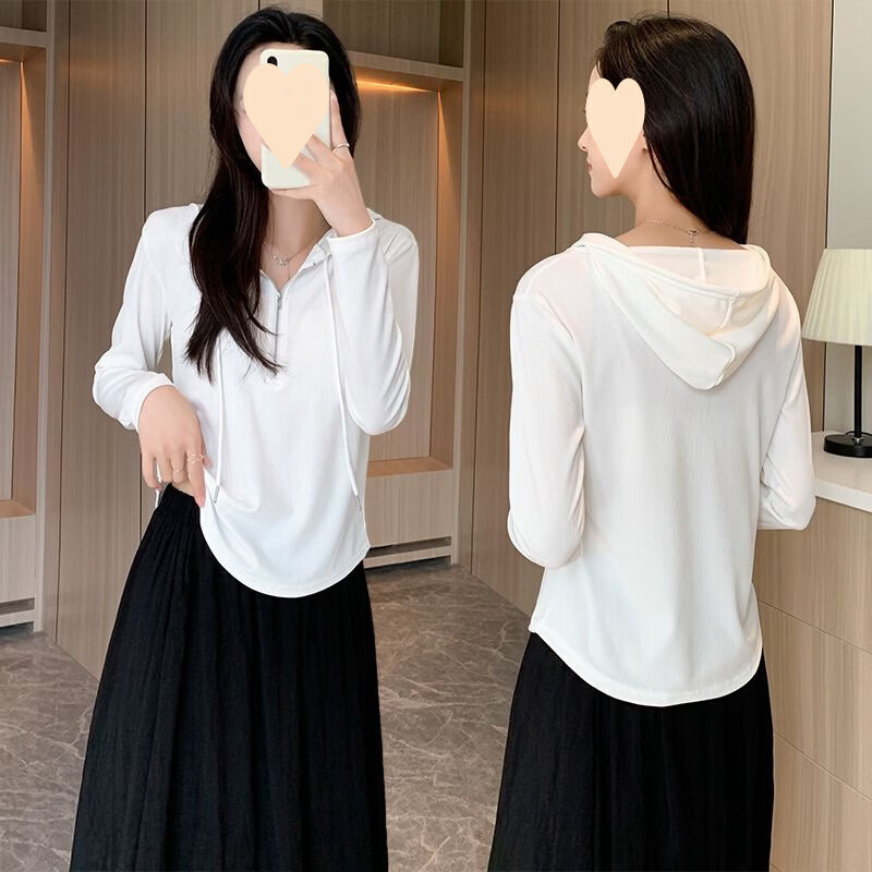 有只绵春款长袖T恤衫女装韩版修身显瘦上衣设计感白色燕尾卫衣女 黑色 L 95-110斤