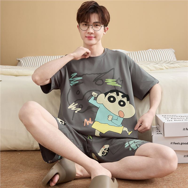 起润猴睡衣男士夏季纯棉短袖卡通学生青少年全棉薄款大码男孩家居服套装 LML1873# 5XL 标准【建议身高188CM左右，体重220-250斤】