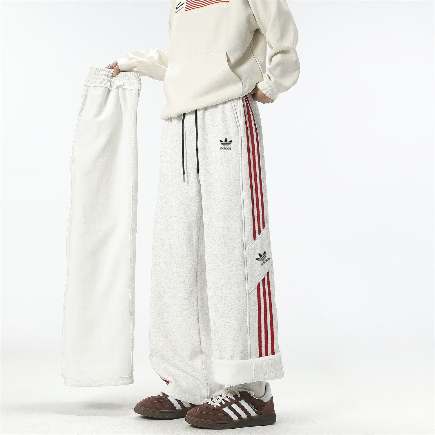 Y-3阿迪三叶草运动春秋长裤新款时尚弯刀裤休闲3条杠学生直筒百搭潮 黑色 2XL 建议体重135~155斤