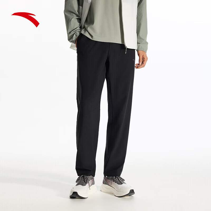 安踏速干裤丨运动裤男士冬季新款梭织透气运动裤直筒裤休闲长裤子 基础黑-3 S (男165)