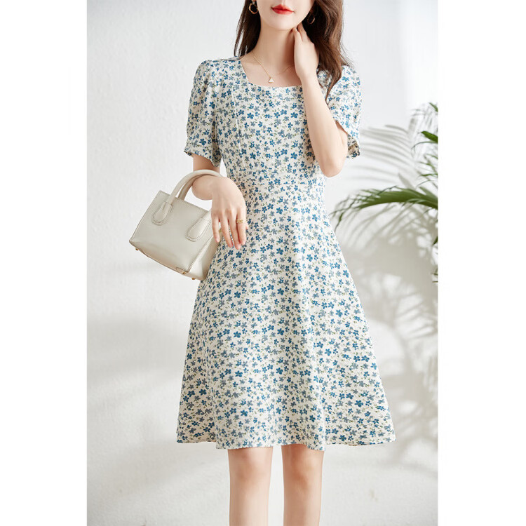 MONZO国际一线品牌小清新碎花连衣裙女夏2026新款小个子收腰显瘦气质方 碎花 M