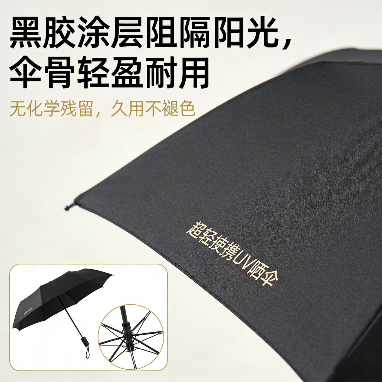 首力雨伞UV自动雨伞女士专用加大加固加厚防晒伞女晴雨两用折叠遮阳伞 【手动款】UV晴雨伞【黑色】加固伞骨【新人特惠价】