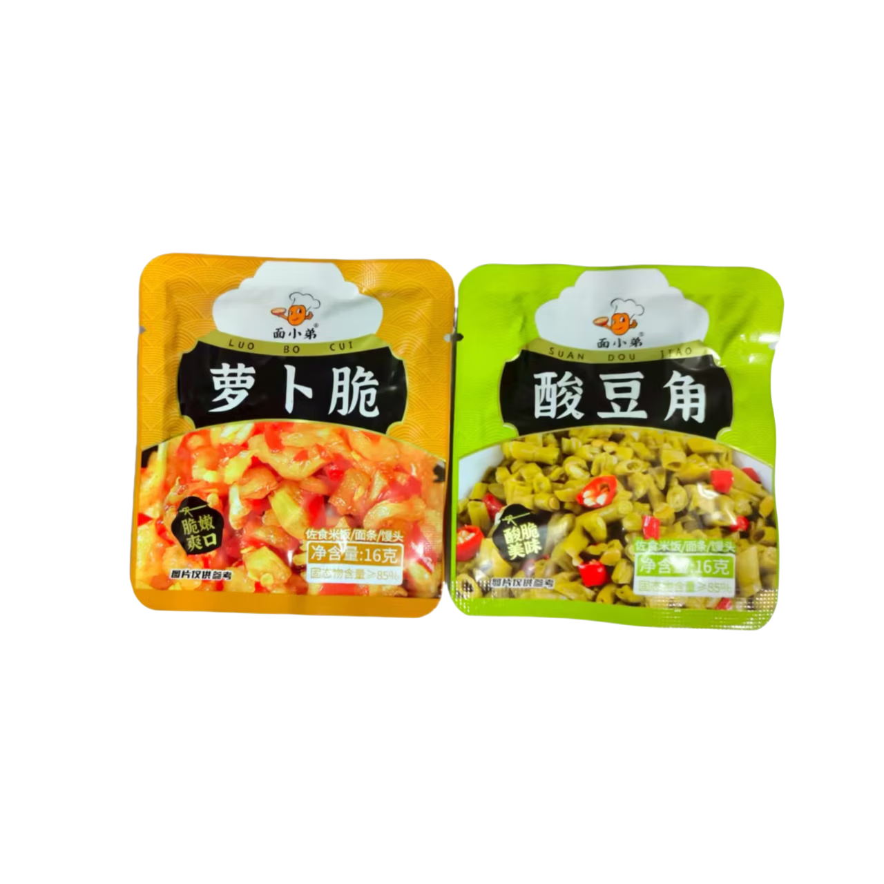 下饭菜香辣酸豆角萝卜干萝卜脆袋装小咸菜方便携带16g/袋 萝卜脆酸豆角混装10袋