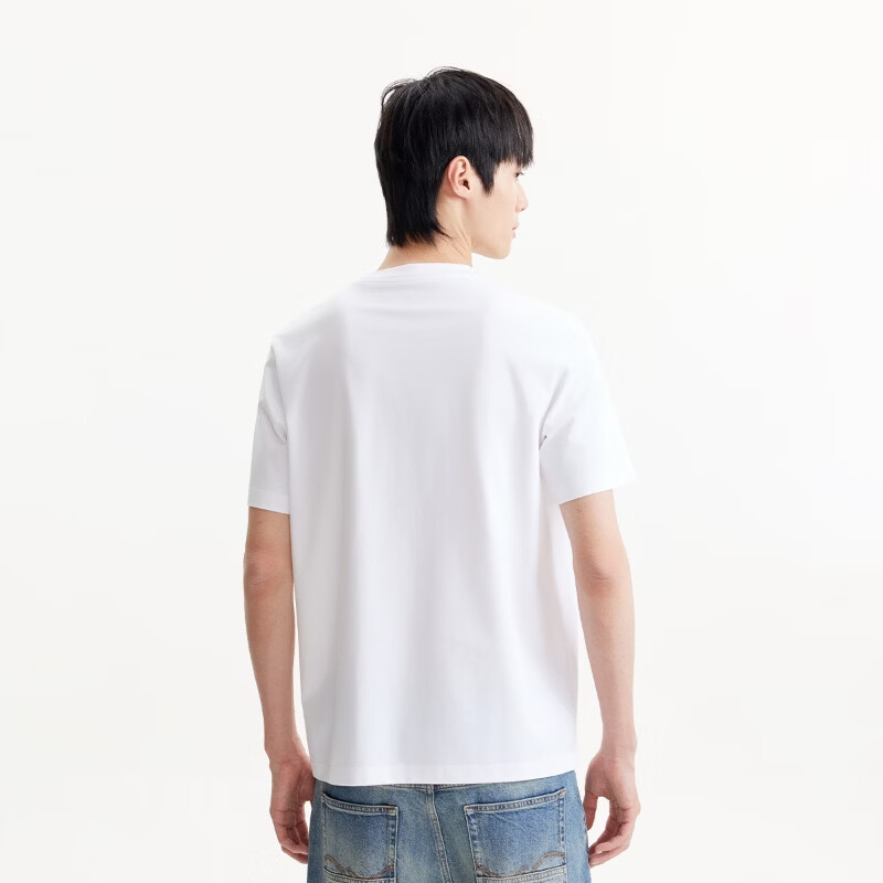 杰克·琼斯(JACK&JONES)【凉感】男装春季T恤上衣百搭多色LOGO刺绣圆领短袖226101109 A06本白色 L (180)