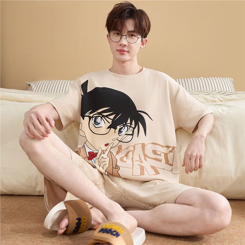起润猴纯棉睡衣男士夏季短袖薄款卡通可爱学生青少年夏天大码家居服套装 LML1873# 5XL 标准【建议身高188CM左右，体重220-250斤】
