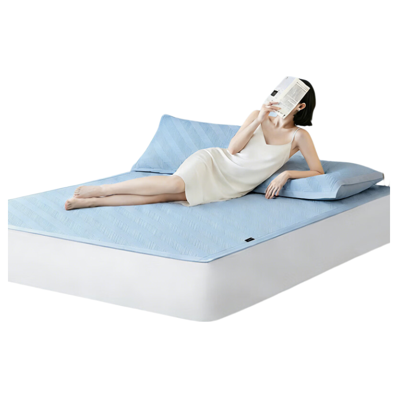 源生活冰丝凉席三件套 A类凉感席子软席可机洗空调席 天空蓝150*200cm