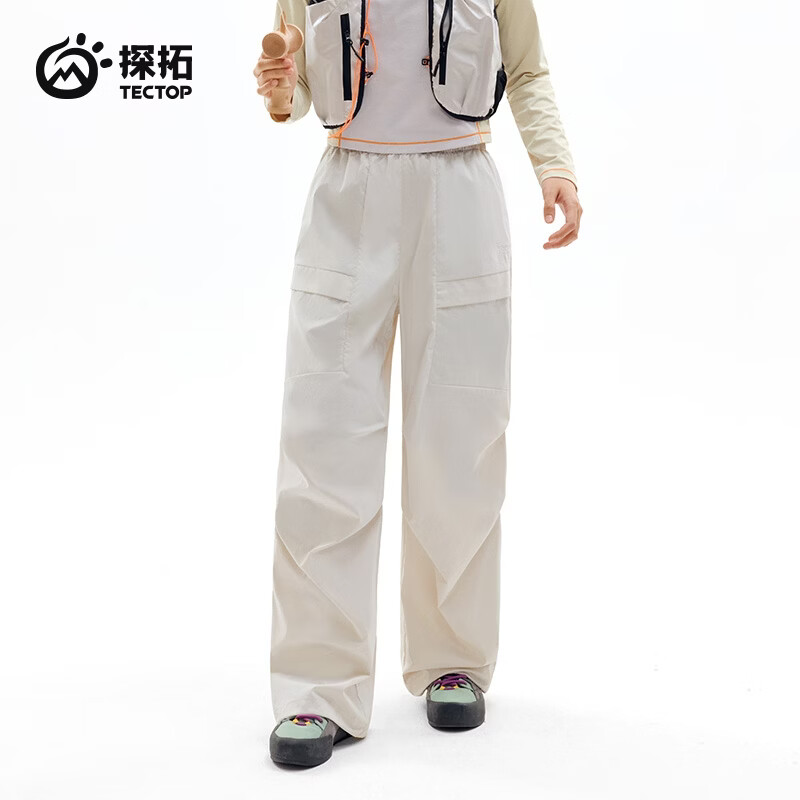 探拓（TECTOP）26新款女士速干裤运动大码登山裤工装裤休闲直筒裤 山矾灰 L