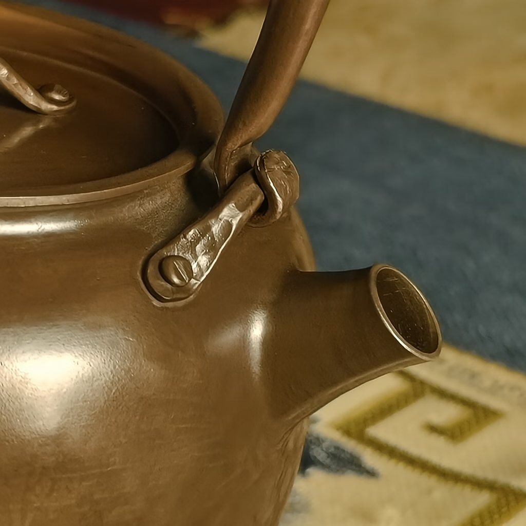 纯紫铜手工锤纹烧水壶炭火功夫茶具围炉煮茶壶家用小号煮水壶 紫铜提梁小号烧水壶（咖色）