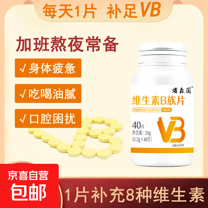 熠森园复合维生素B族片成人儿童老人补充多维b1b2b6b12b3烟酰胺 40片*1瓶 【每日维B 活力满满】