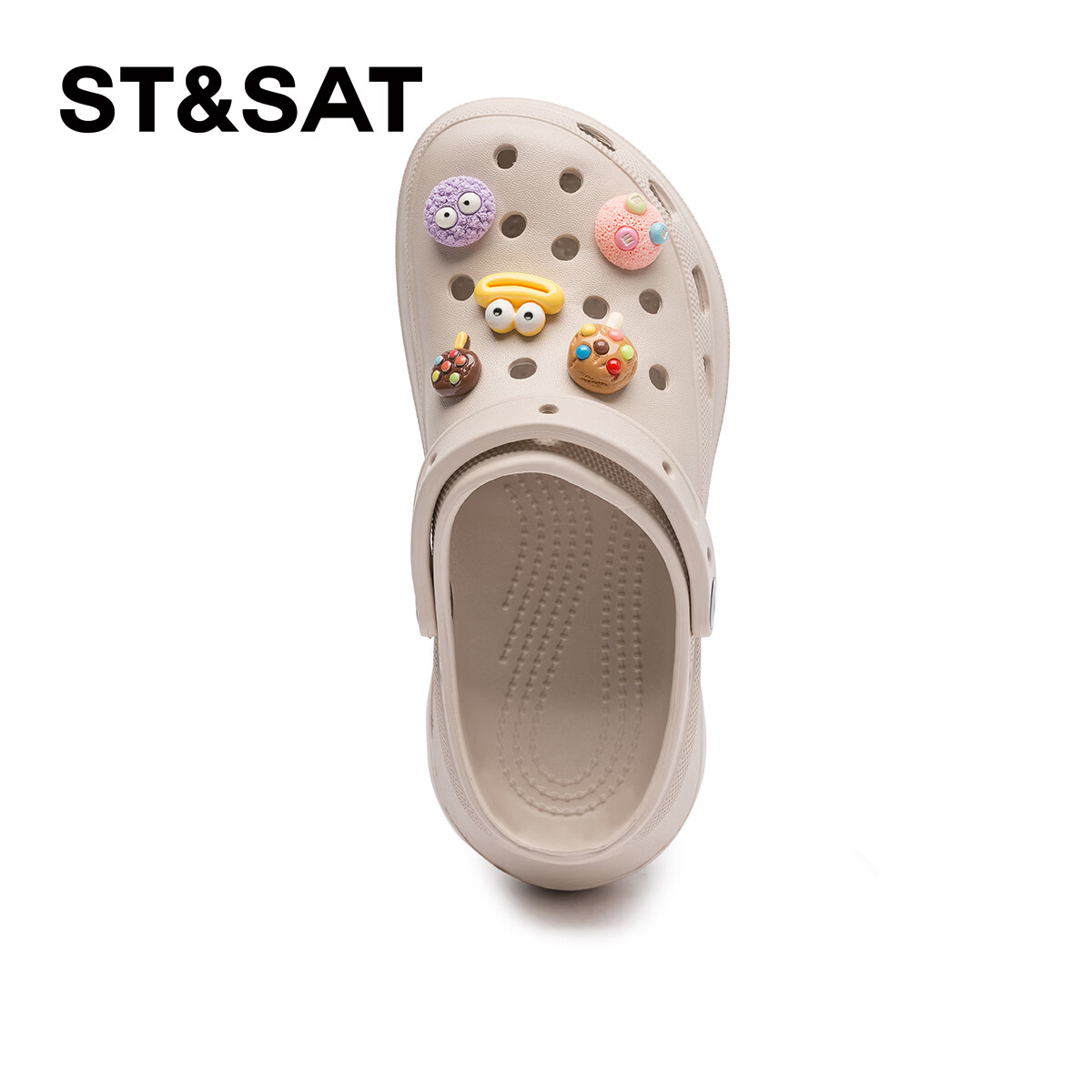 星期六洞洞鞋女外出厚底增高休闲防滑包头拖夏季新款休闲沙滩凉鞋拖鞋女 卡其色 【黄色香肠嘴】 36