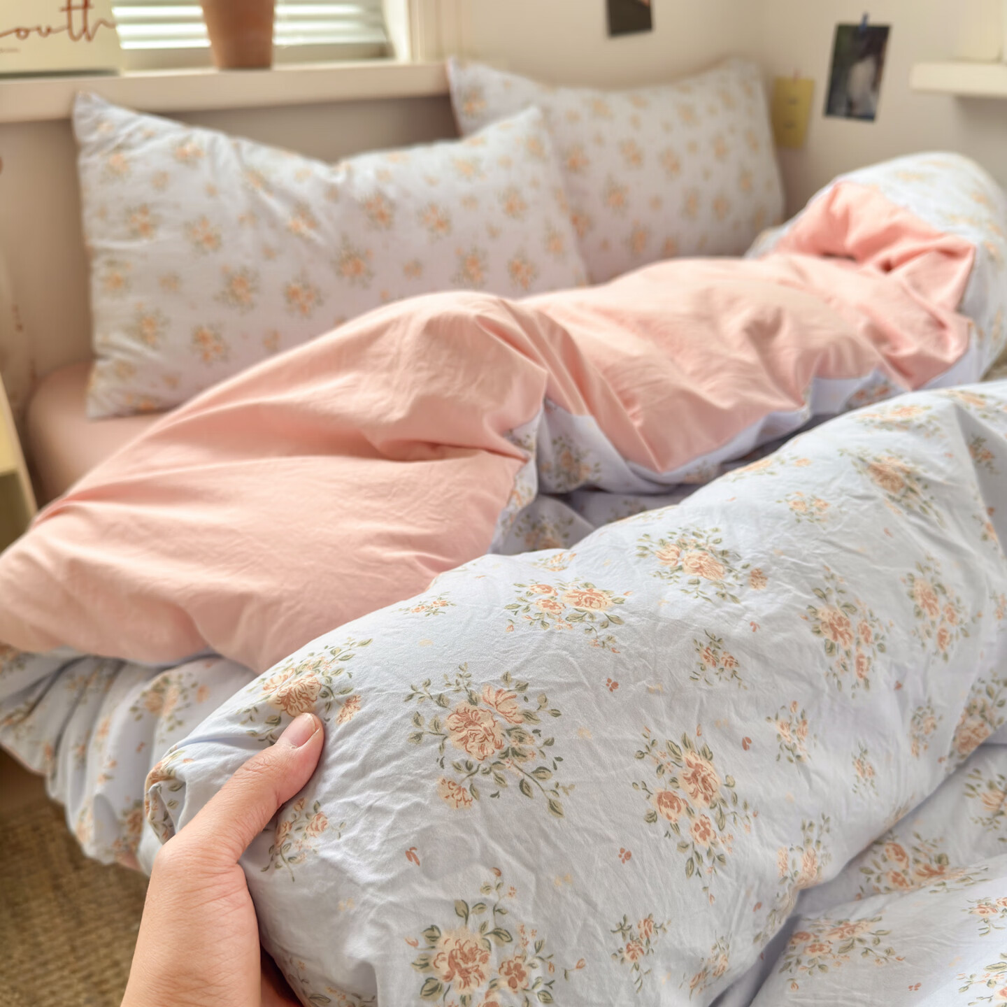 雅鹿小清新超柔水洗棉四件套亲肤透气宿舍单人三件套云柔棉4件套 浪漫时刻 1.2m三件套 床单款 （被套150*200cm）