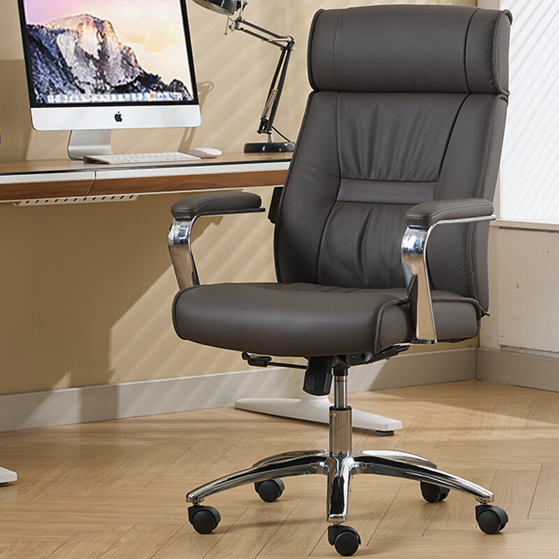 博泰电脑椅头层牛皮老板椅可躺办公椅电家用人体工学椅子转椅92612棕