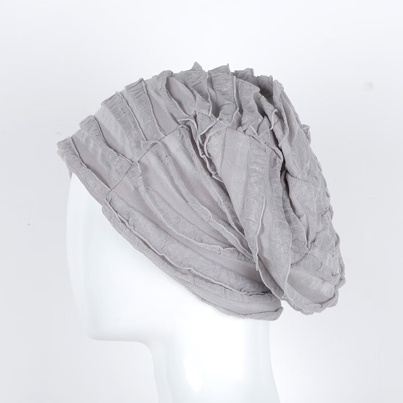 【严选直发】月子帽夏季女薄款帽子时尚女款套头帽薄荷叶花时尚防 灰色 均码