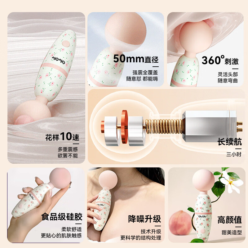 GLUGLU嗨嗨震动棒av按摩棒女性专用成人玩具自慰器女用阴蒂高潮调情趣品 【进阶升级】碎花粉遥控器版+润滑+绑腿带+收纳包