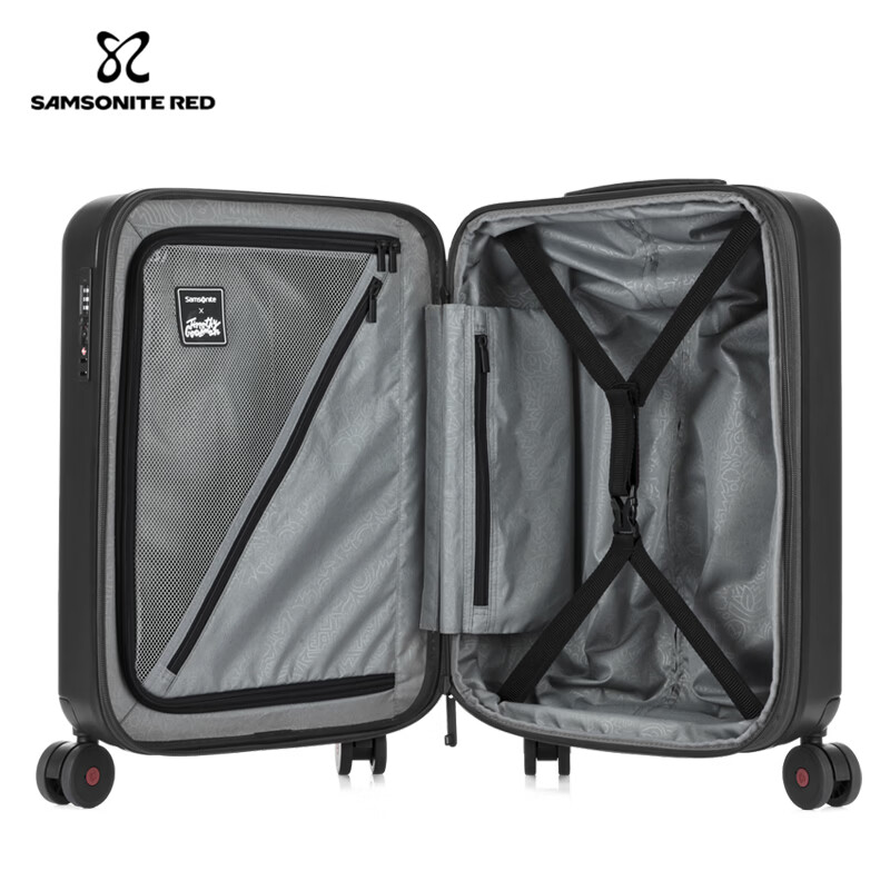 新秀丽（Samsonite）【娜扎同款】大波浪行李箱 时尚轻盈拉杆箱 大容量密码旅行箱KJ1 HG0-黑墨色 28英寸