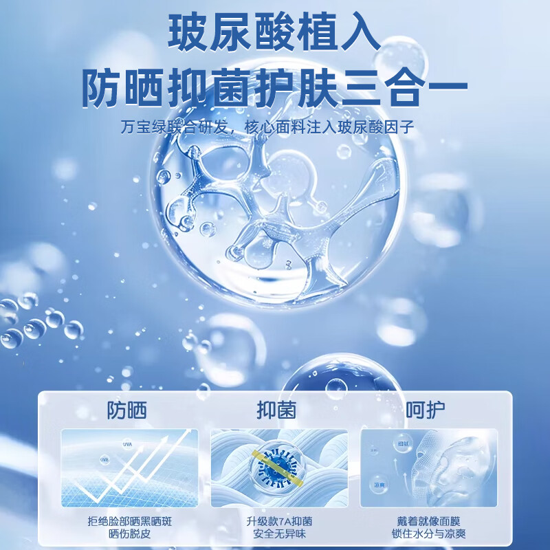 万宝绿防晒面罩全脸防紫外线冰丝医美术后脸罩2026新款脸基尼遮阳口罩女 专业级防晒UPF2000【冰川灰】单只装丨7A抑菌 【防紫外线】