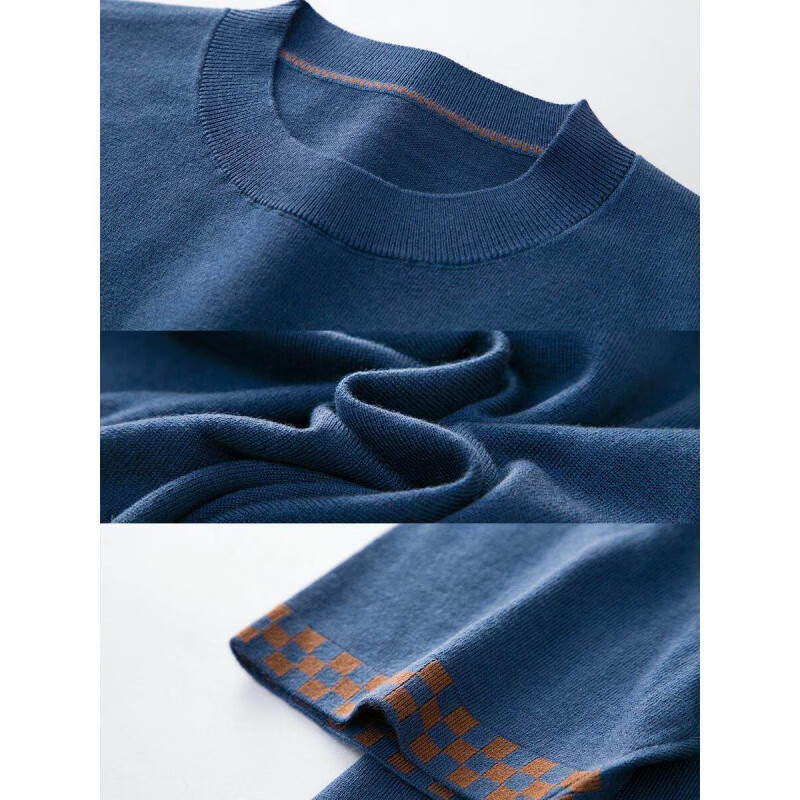 正品 羊毛短袖T恤男士半高领薄款针织衫半袖时尚休闲上衣潮 国际一线品牌灰色_ 薄款 XL 175_