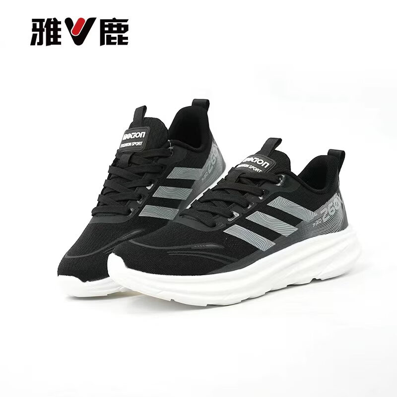 雅鹿男女同款 单网跑步鞋 软底休闲跑步鞋 轻便运动鞋 灰蓝 47