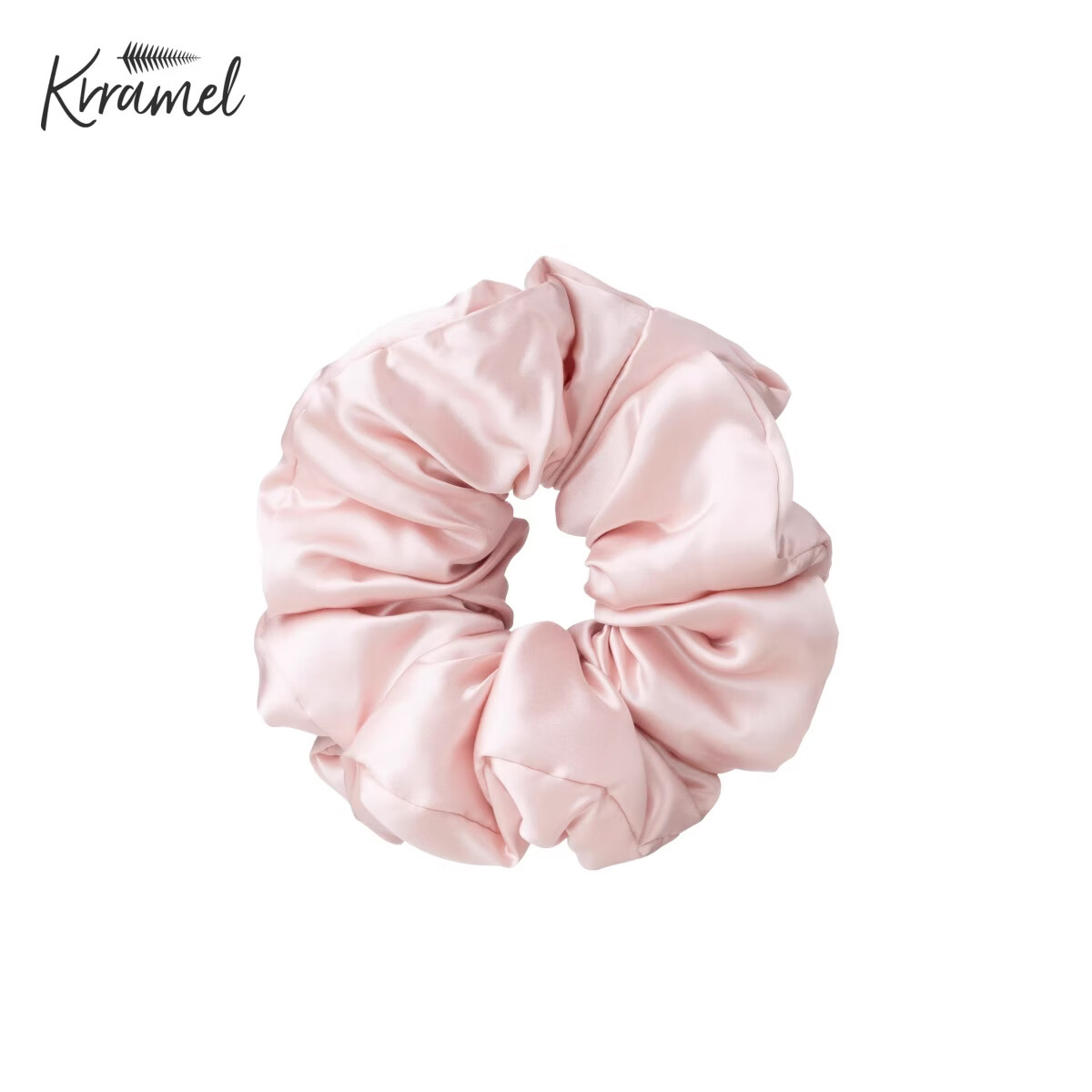 KRRAMEL生日礼物桑蚕丝睡觉发圈真丝大肠发圈卷发梳子神器大号高弹力 樱花粉(（22姆米重磅真丝）)