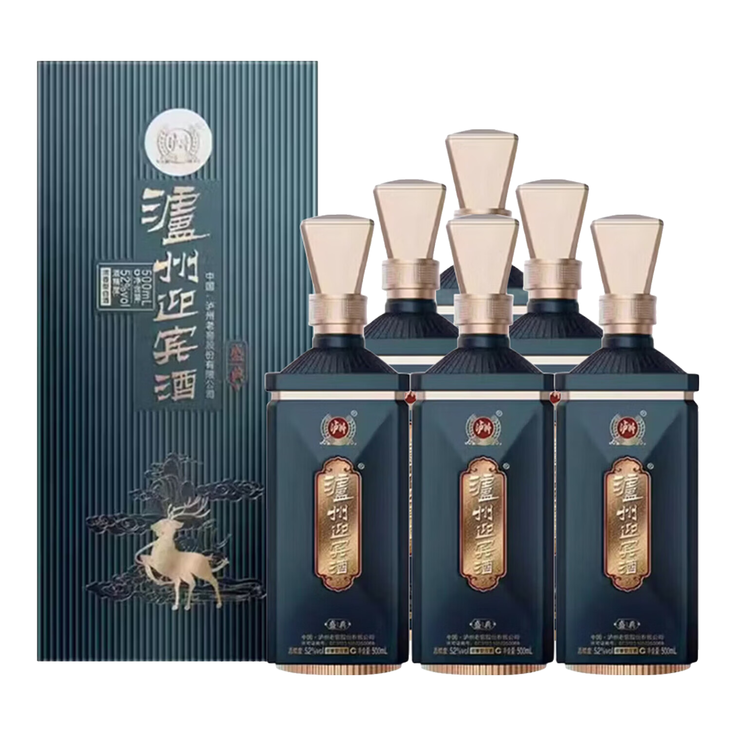 泸州老窖52度浓香型白酒礼盒过节送礼 自喝聚会用酒 52度 500mL 6瓶 【泸州迎宾酒·盛典 1箱原箱3个礼袋】