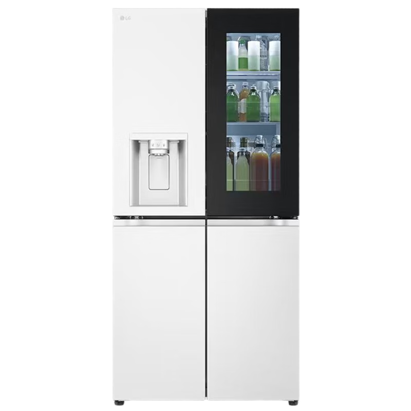 LG敲一敲系列508L十字门冰箱全自动制冰机大容量电冰箱变频风冷无霜透视窗 F544MEH85D